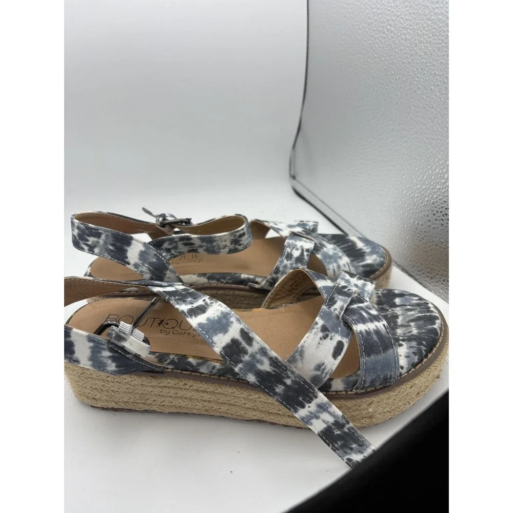Boutique By Corkys Shoes Womens Size 9 Gray Espadrille Wedge Sandals Pilot